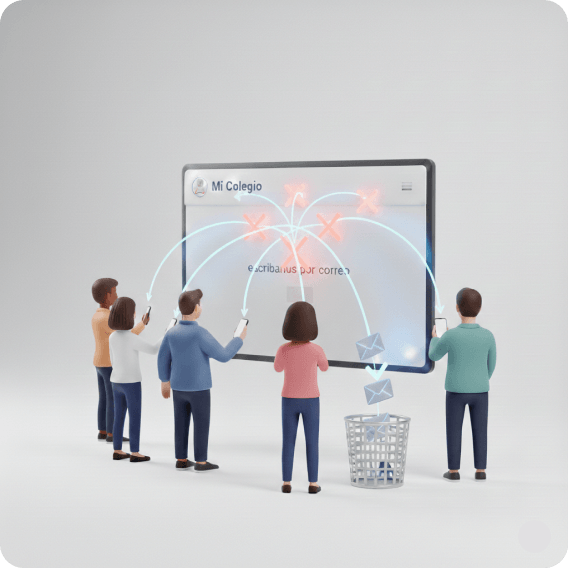 Apoderados intentando tener comunicación con un Colegio vía web